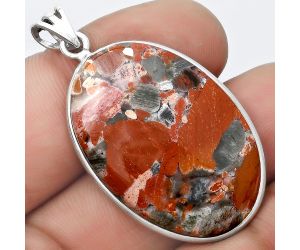 Natural Red Brecciated Jasper Pendant SDP124559 P-1001, 23x33 mm