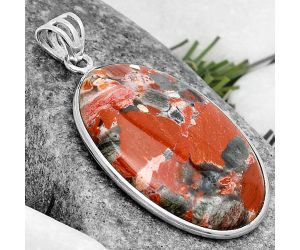 Natural Red Brecciated Jasper Pendant SDP124559 P-1001, 23x33 mm