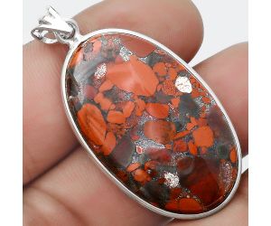 Natural Red Brecciated Jasper Pendant SDP124560 P-1001, 22x36 mm