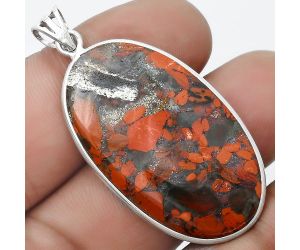 Natural Red Brecciated Jasper Pendant SDP124562 P-1001, 22x37 mm