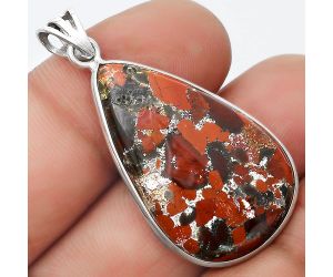 Natural Red Brecciated Jasper Pendant SDP124565 P-1001, 19x31 mm