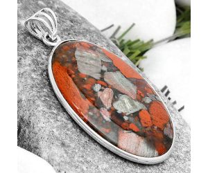 Natural Red Brecciated Jasper Pendant SDP124572 P-1001, 23x35 mm