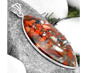 Natural Red Brecciated Jasper Pendant SDP124576 P-1001, 23x46 mm