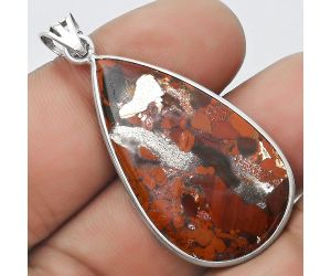 Natural Red Brecciated Jasper Pendant SDP124582 P-1001, 19x35 mm