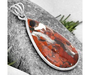 Natural Red Brecciated Jasper Pendant SDP124582 P-1001, 19x35 mm