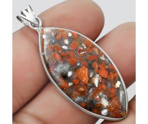 Natural Red Brecciated Jasper Pendant SDP124584 P-1001, 18x38 mm