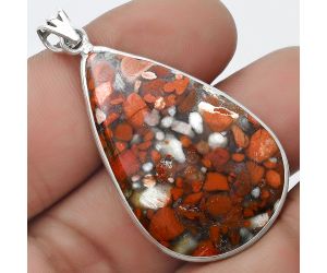 Natural Red Brecciated Jasper Pendant SDP124585 P-1001, 24x37 mm