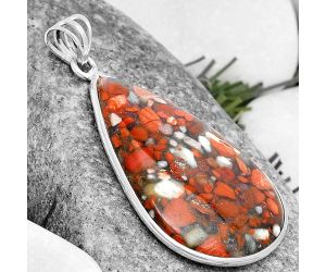 Natural Red Brecciated Jasper Pendant SDP124585 P-1001, 24x37 mm