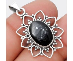 Natural Snow Flake Obsidian Pendant SDP125350 P-1699, 10x14 mm