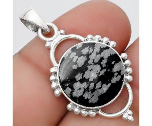 Natural Snow Flake Obsidian Pendant SDP125352 P-1639, 15x15 mm