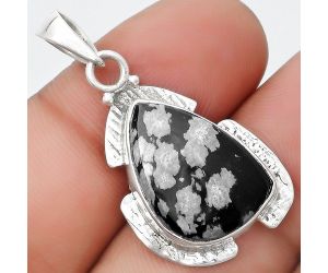 Natural Snow Flake Obsidian Pendant SDP125371 P-1705, 13x19 mm