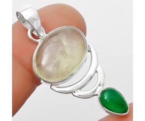 Natural Prehnite & Green Onyx Pendant SDP125931 P-1693, 13x17 mm