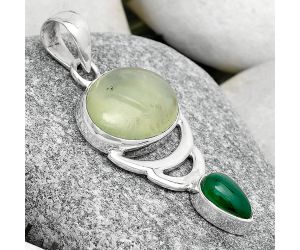 Natural Prehnite & Green Onyx Pendant SDP125931 P-1693, 13x17 mm