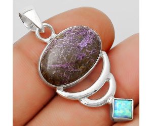 Purpurite - South Africa & Fire Opal Pendant SDP125932 P-1693, 13x19 mm