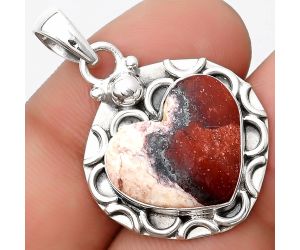 Valentine Gift Heart Natural Indian Blanket Jasper Pendant SDP126240 P-1242, 15x16 mm