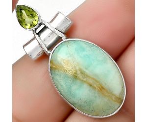 Blue Aragonite & Peridot Pendant SDP126738 P-1159, 15x21 mm