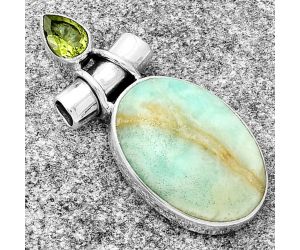 Blue Aragonite & Peridot Pendant SDP126738 P-1159, 15x21 mm