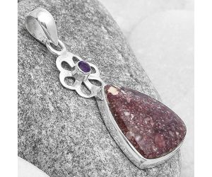 Natural Wild Horse Jasper & Amethyst Pendant SDP127170 P-1634, 17x19 mm