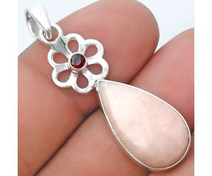 Natural Pink Scolecite & Garnet Pendant SDP127174 P-1634, 12x21 mm