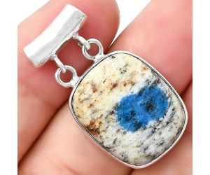 Natural K2 Blue - Azurite In Quartz Pendant SDP127662 P-1198, 18x21 mm