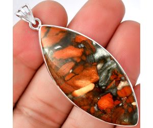 Natural Red Brecciated Jasper Pendant SDP128497 P-1001, 21x47 mm