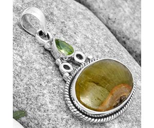 Natural Australian Prehnite & Peridot Pendant SDP128985 P-1282, 13x20 mm