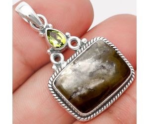 Natural Australian Prehnite & Peridot Pendant SDP128994 P-1282, 13x18 mm