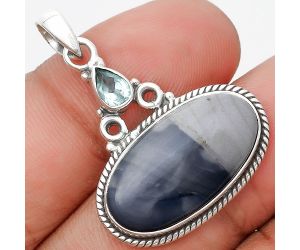 Natural Picasso Jasper & Sky Blue Topaz Pendant SDP129000 P-1282, 13x23 mm