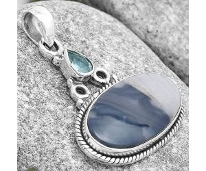 Natural Picasso Jasper & Sky Blue Topaz Pendant SDP129000 P-1282, 13x23 mm