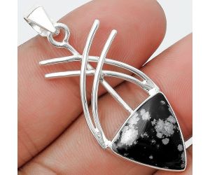 Natural Snow Flake Obsidian Pendant SDP129166 P-1010, 15x15 mm