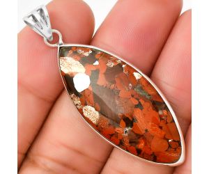 Natural Red Brecciated Jasper Pendant SDP130218 P-1001, 17x38 mm