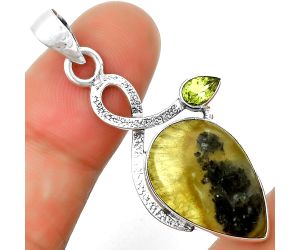 Natural Australian Prehnite & Peridot Pendant SDP131989 P-1111, 14x21 mm