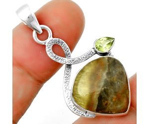 Natural Australian Prehnite & Peridot Pendant SDP131993 P-1111, 17x18 mm