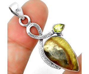 Natural Australian Prehnite & Peridot Pendant SDP131999 P-1111, 12x21 mm