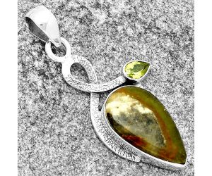 Natural Australian Prehnite & Peridot Pendant SDP131999 P-1111, 12x21 mm