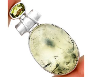 Natural Prehnite & Peridot Pendant SDP133537 P-1159, 15x20 mm