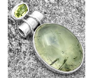 Natural Prehnite & Peridot Pendant SDP133537 P-1159, 15x20 mm