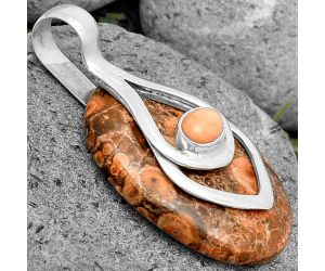 Natural Poppy Jasper & Pink Opal Pendant SDP135465 P-1562, 23x32 mm