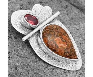 Natural Poppy Jasper & Garnet Pendant SDP136074 P-1338, 11x17 mm