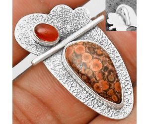 Natural Poppy Jasper & Carnelian Pendant SDP136090 P-1338, 9x18 mm