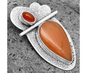 Natural Orange Aventurine & Carnelian Pendant SDP136097 P-1338, 11x19 mm