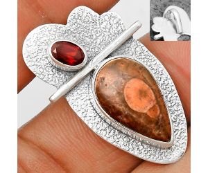 Natural Poppy Jasper & Garnet Pendant SDP136098 P-1338, 10x17 mm