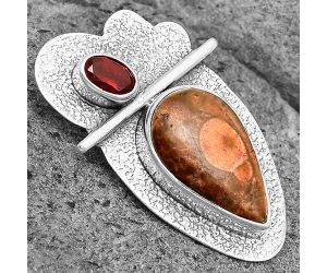 Natural Poppy Jasper & Garnet Pendant SDP136098 P-1338, 10x17 mm