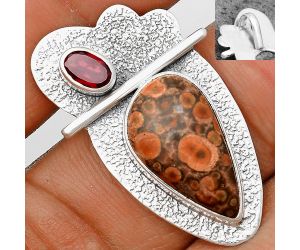 Natural Poppy Jasper & Garnet Pendant SDP136101 P-1338, 10x18 mm