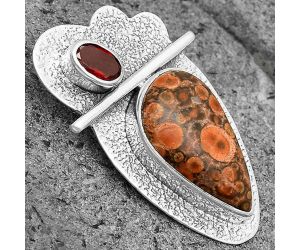 Natural Poppy Jasper & Garnet Pendant SDP136101 P-1338, 10x18 mm