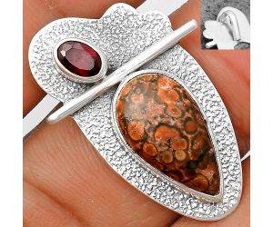 Natural Poppy Jasper & Garnet Pendant SDP136103 P-1338, 9x17 mm