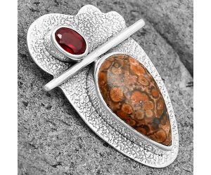 Natural Poppy Jasper & Garnet Pendant SDP136103 P-1338, 9x17 mm