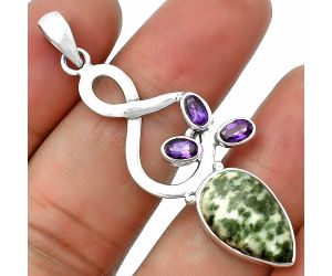 Dioptase and Amethyst Pendant SDP139378 P-1118, 10x17 mm