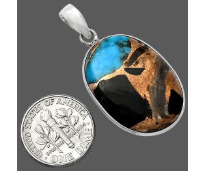 Shell In Black Blue Turquoise Pendant SDP142692 P-1001, 19x26 mm