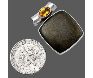 Silver Obsidian and Citrine Pendant SDP142782 P-1300, 17x17 mm